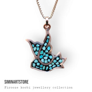 گردنبند فیروزه کوبی طرح مرغ آمین
